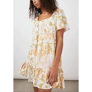 Rails Valentina Citrus Floral Linen Blend Dress Tiered Size Medium Baby Doll XS